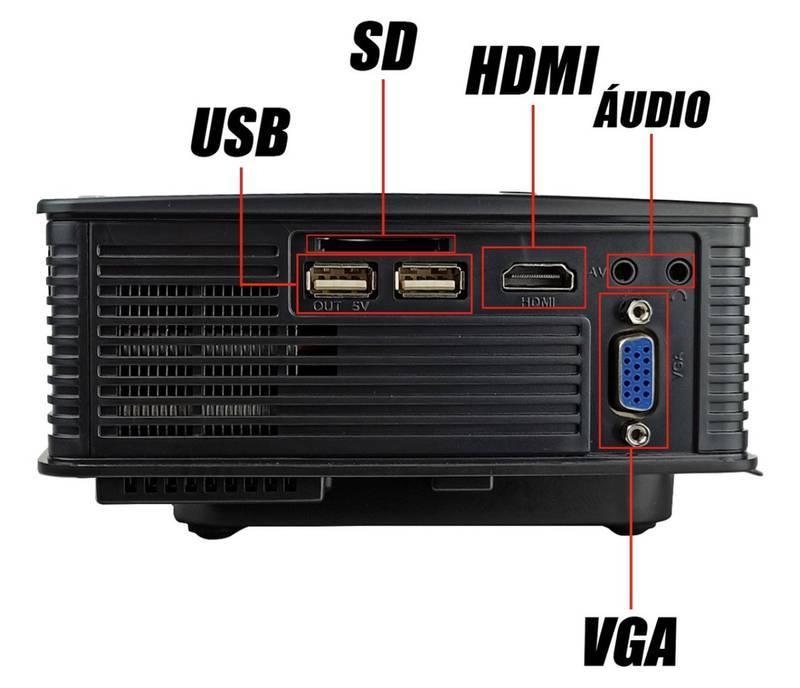 imagem de Projetor de Vídeo Datashow Multimídia VGA HDMI USB Led Bivolt 1200 Lumens Exbom PJ-Q80