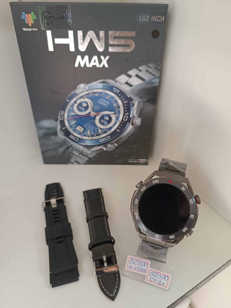 imagem de .Smartwatch HW5 Max Masculino c/ 3 Pulseiras + NFC