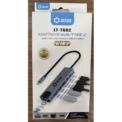 imagem de Hub Adaptador 6 Em 1 Tipo C/Hdmi/Pd/Rj45/1-USB2.0/1USB3.0