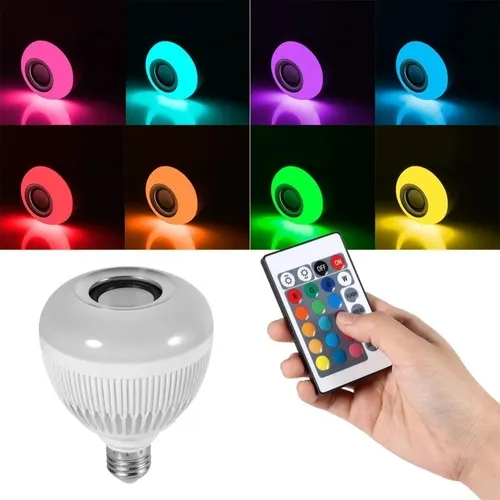 imagem de Lampada Bluetooth Luz Led Música Caixa Som + Controle