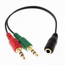 imagem de Cabo Adaptador Headset Para Fone, 2 P2 Macho Para 1 P2 Fêmea