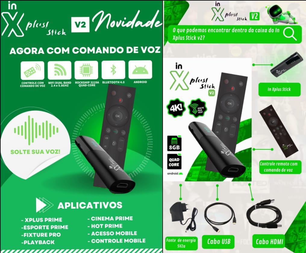 imagem de Aparelho TV In Xplus Stick V2 c/ Controle Comando de Voz