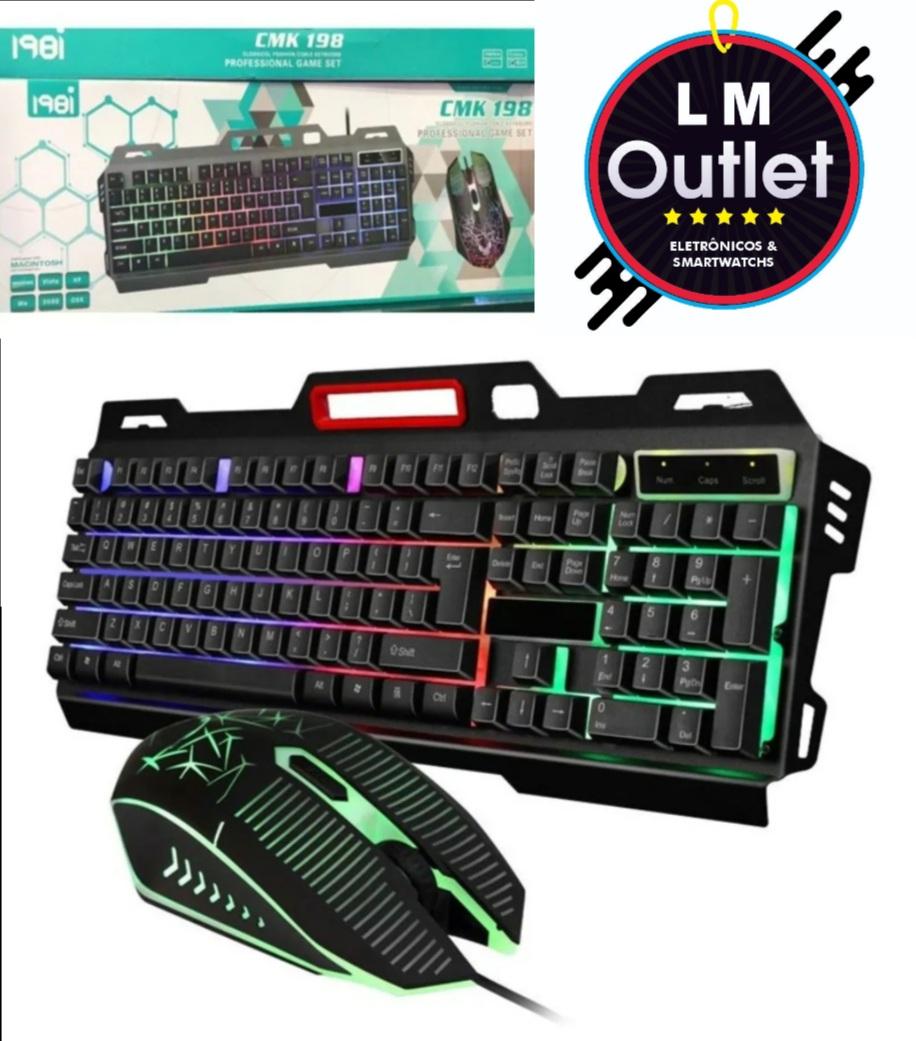 imagem de Kit Teclado e Mouse Gamer Retroiluminado Semi-Mecânico