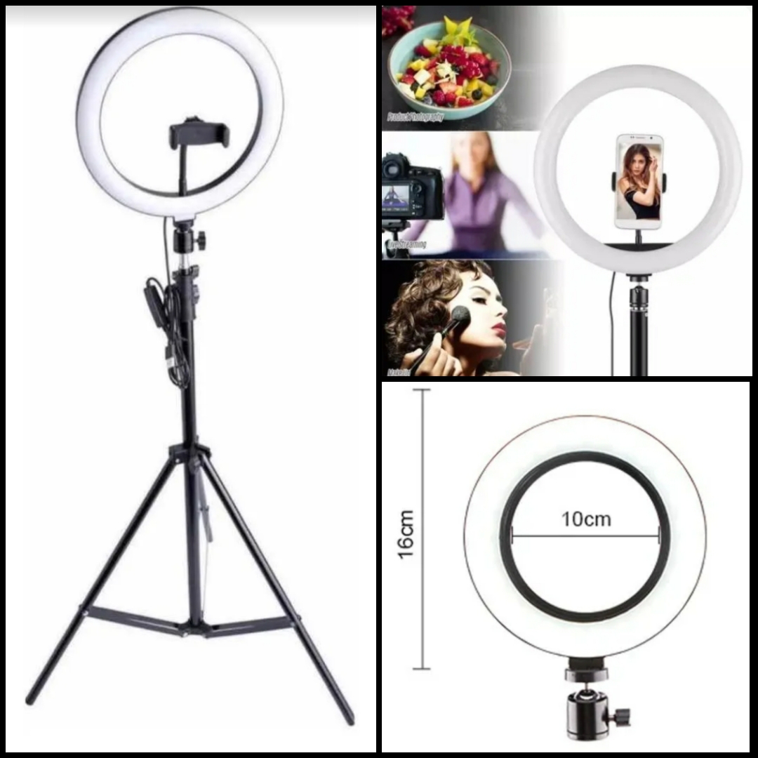 imagem de Ring Light 10' (26cm) com tripé até 2,10 mts altura