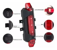 imagem de Lanterna Led USB Recarregável para Traseira da Bike